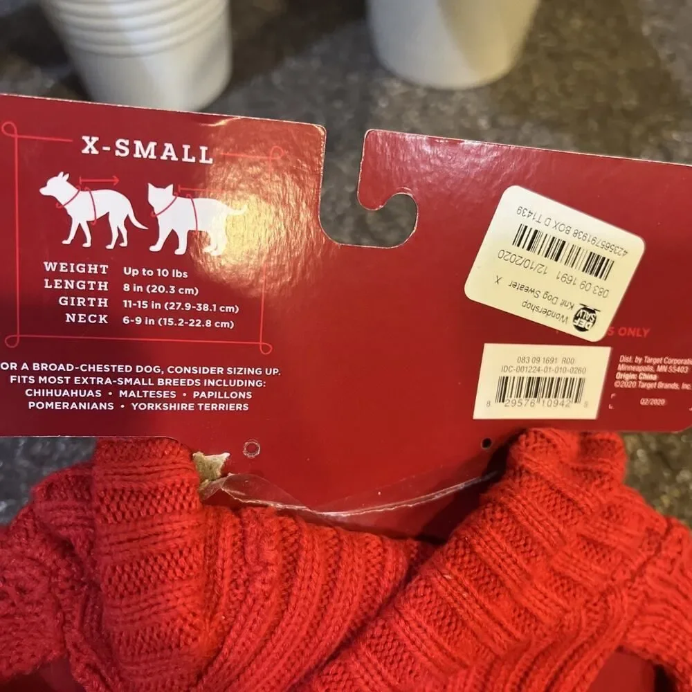 Wondershop Target XS Breed Dog Puppy Cat Pet Sweater & Pet Pajamas Red/Blk Plaid